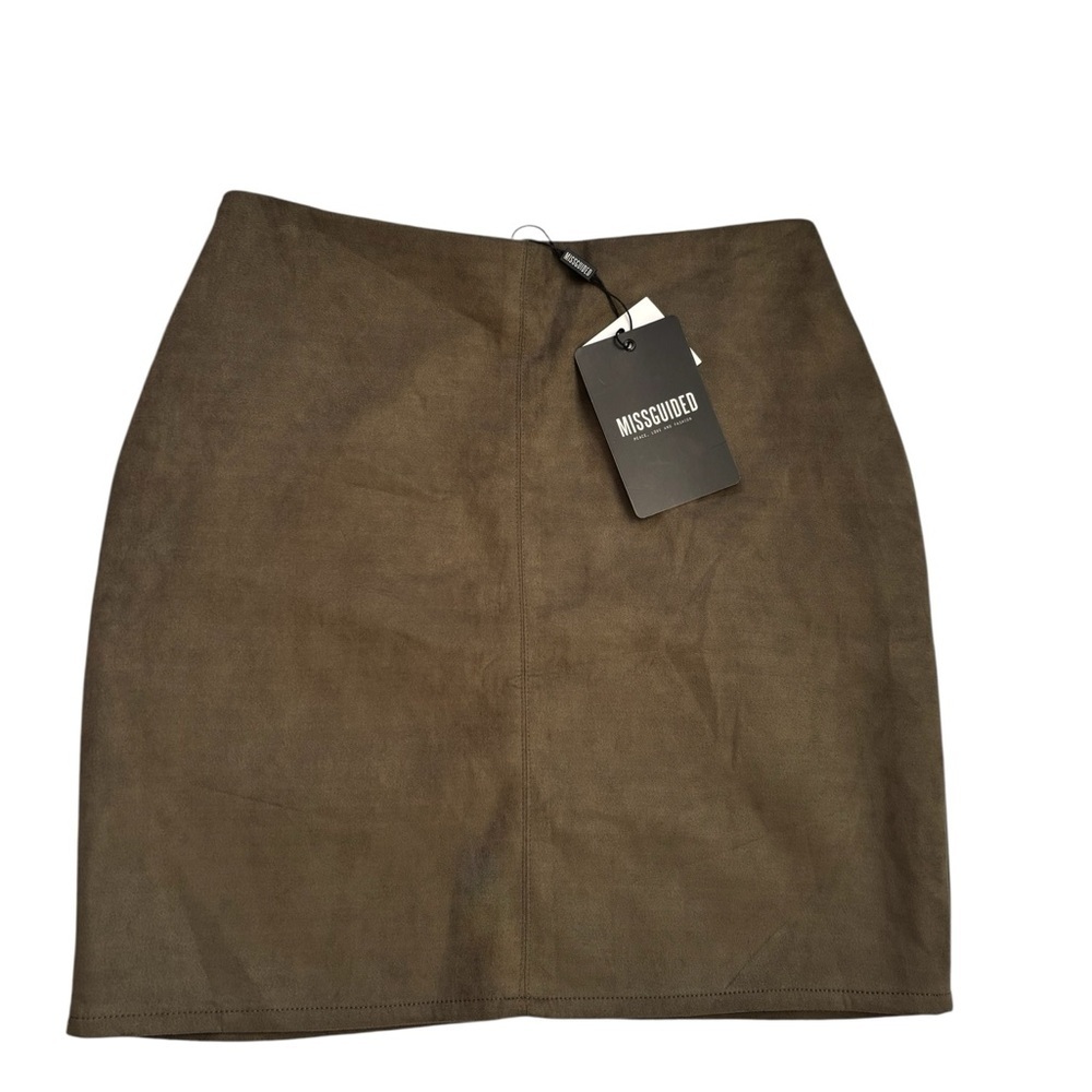 Suede Olive Mini Skirt - Picture 3 of 5